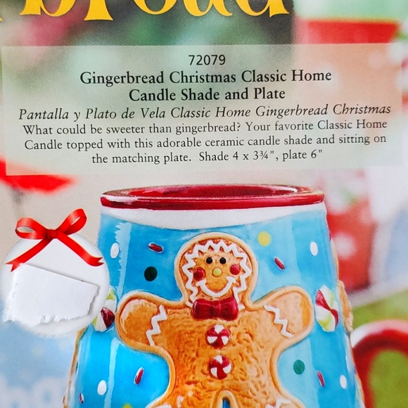 Home Interiors Gingerbread Candle Shade & Plate New, fits med to small jars - Picture 9 of 13